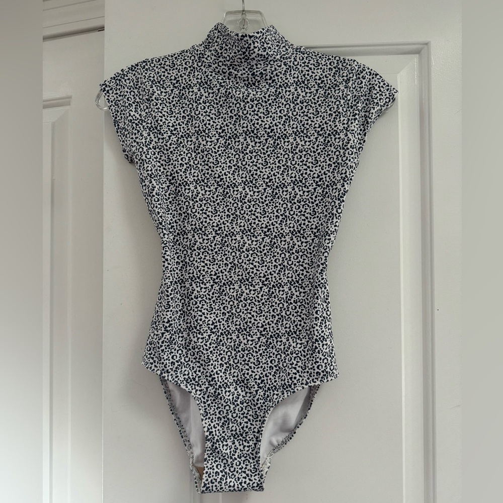 New Eleve Molly Leotard, B&W Leopard Print, Small